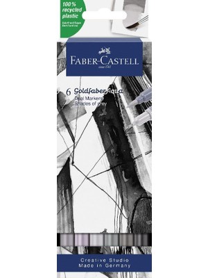 Hype Store Faber-Castell 164522 - Goldfaber Aqua Dual Marker, Gri Tonlarında, Fırça Uçlu ve Ince Uçlu Keçeli Ka