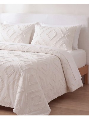 Cicim Home Iskandinav Geometrik Çift Kişilik Punch Yatak Örtüsü Pike Takımı 6 Parça Premium