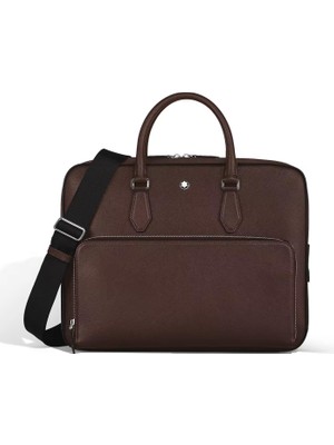 Montblanc MB222925 Mont Blanc Sartorial Kahverengi Deri Cepli Orta Boy Evrak Çantası