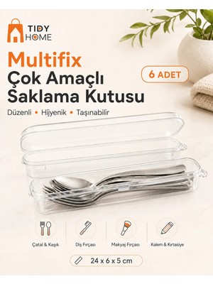 Tidy Home 6 Adet Çatal Bıçak Kaşık Takımı Saklama Kutusu Seti Çeyizlik Organizer Düzenleyici Saklama Kabı