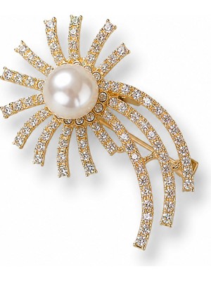 Serelya Gold Renk Zirkon Taşlı Halley Model Broş