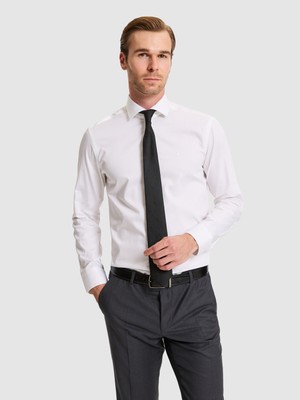 Cacharel Beyaz Slim Fit Pamuklu Yarım İtalyan Yaka Basic Gömlek 50311490 VR013