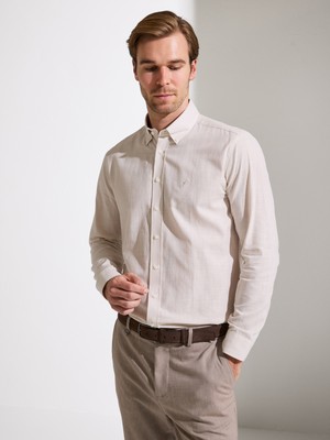 Cacharel Bej Regular Fit Düğmeli Yaka Pamuklu Gömlek 50311543 VR011