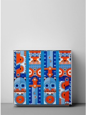 S Digital Bohem Tribal Desenli Yapışkanlı Folyo Kaplama – 100X100 cm - Mobilya & Dolap Sticker
