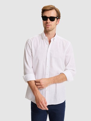 Cacharel Beyaz Regular Fit Düğmeli Yaka Pamuklu Gömlek 50311543 VR013