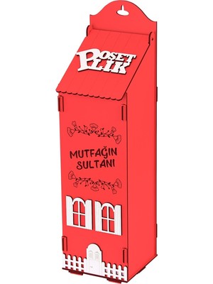 Empressco Ahşap Dekoratif Mutfak Için Poşetlik Saklama Kutusu Kırmızı