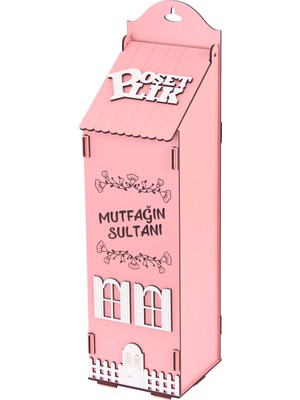 Empressco Ahşap Dekoratif Mutfak Için Poşetlik Saklama Kutusu Pembe