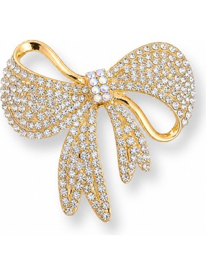Serelya Gold Renk Zirkon Taşlı Fiyonk Model Broş
