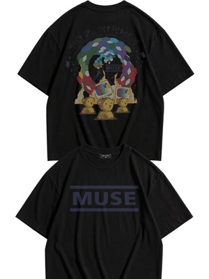 Fuddy Moda Unisex Muse They Will Not Force Us Sırt Baskılı Tişört, Oversize Rock Band Temalı Tshirt