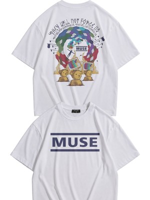Fuddy Moda Unisex Muse They Will Not Force Us Sırt Baskılı Tişört, Oversize Rock Band Temalı Tshirt