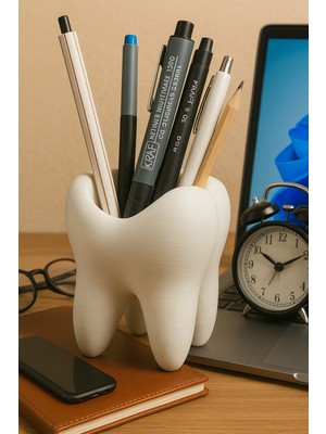 Empressco Diş Şeklinde 3D Baskı Kalemlik – Dental Temalı Masaüstü Organizer, Diş Hekimi Hediyesi - 10 Cö