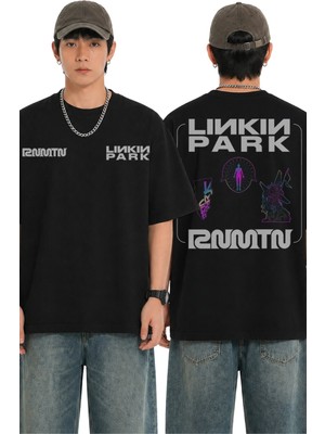 Fuddy Moda Unisex Linkin Park Reanimation Sırt Baskılı Tişört, Oversize Rock Band Temalı Tshirt