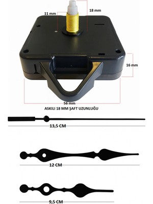 St. Morritz Saat Mekanizması,quartz Akar Saat Mekanizması 18 mm ve Seti (Akrep - Yelkovan - Saniye) Askılı