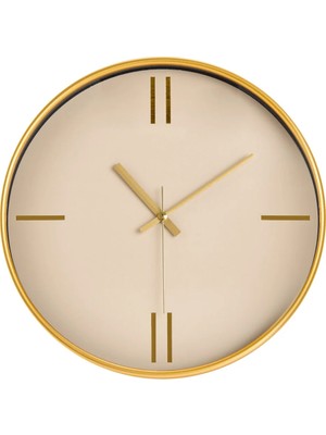 St. Morritz Dekoratif Krem Kadran Çizgi Rakam Duvar Saati - Altın - 29 cm