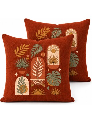 Empressco 2’li Bohem Desenli Dekoratif Kırlent Kılıfı 45X45 cm Fermuarlı Dokulu Kumaş