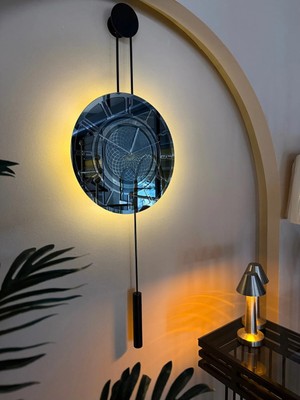 St. Morritz Pendulum Blackclock-Büyük Boy (40X105CM) -Metal Askılı Aynalı Duvar Saati