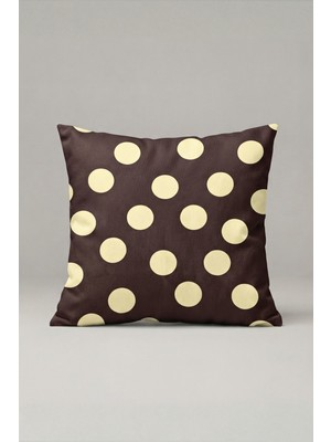 Empressco Kahverengi Krem Puantiyeli Kırlent Kılıfı 129 – Mocha Dots Tasarım 45X45 cm