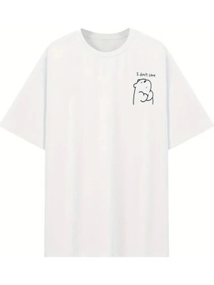 Palmira Demir Baskılı Oversize Bisiklet Yaka T-Shirt - Beyaz - Beyaz / M