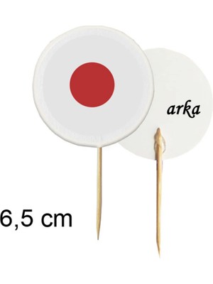 Tasarı Mağazası 10 Adet Dekoratif Japonya Bayrağı Baskılı Kürdan 6,5 cm