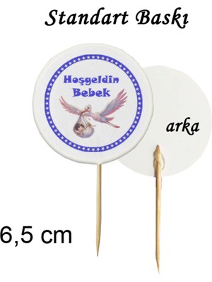 Tasarı Mağazası 10 Adet Mavi Bebek Taşıyan Leylek Hoşgeldin Bebek Kokteyl Kürdanı 6,5 cm - Baby Shower Partisi-6-Standart Baskı