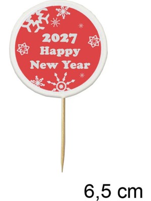 Tasarı Mağazası 10 Adet Dekoratif 2027 Happy New Year Baskılı Kürdan 6,5 cm -2 - Yılbaşı Kürdan