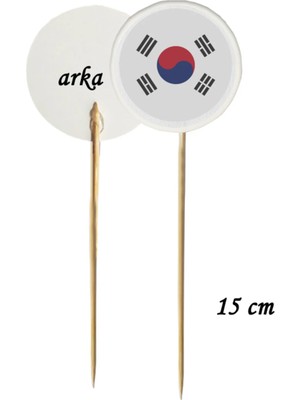 Tasarı Mağazası 15 cm Uzun Kürdan - 9 Adet Dekoratif Güney Kore Bayrağı Baskılı Kürdan-2