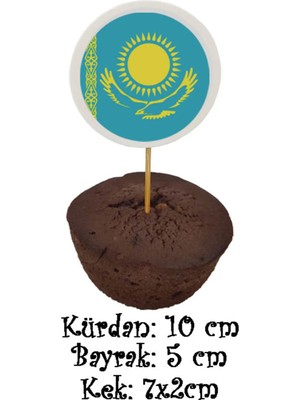 Tasarı Mağazası 10 Adet Dekoratif Kazakistan Bayrağı Baskılı Kürdan 6,5 cm
