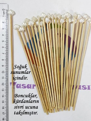 Tasarı Mağazası 15 cm Uzun Kürdan - 10 Adet Dekoratif Küçük Istiridye Inci Kokteyl Karıştırıcı - Deniz Kabuğu 10 mm