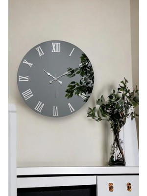Empressco Modern 46 cm Gerçek Ayna Pleksi Rakam Dekoratif Duvar Saati 46 x 46 Gri
