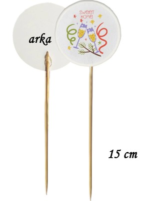 Tasarı Mağazası 15 cm Uzun Kürdan - 10 Adet Dekoratif Kadehli Swet Home Baskılı Kürdan-3
