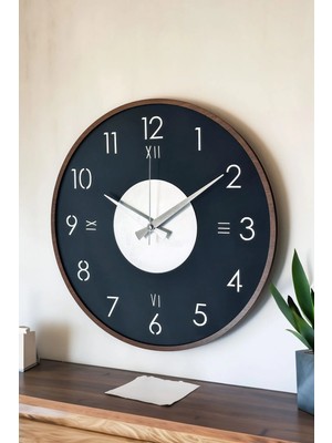 Empressco Ahşap Dekoratif Taygeta Gümüş Aynalı - Kahverengi Duvar Saati 48CM