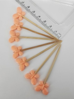 Tasarı Mağazası 25 Adet Dekoratif Büyük Turuncu Kelebek Boncuklu Kokteyl Kürdanı 6,5 cm - Kelebek 15 mm