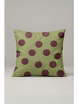 Empressco Yeşil Bordo Puantiyeli Kırlent Kılıfı 193 – Olive Berry Dots Tasarım 45X45 cm