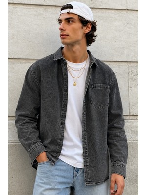 Tarz Cool Erkek Regular Denim Gömlek – Yıkamalı Kot Uzun Kollu Cepli Jean Gömlek