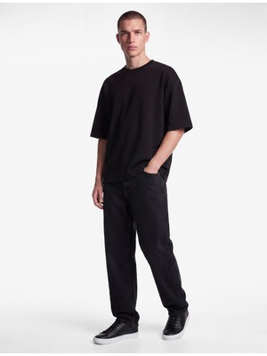Koton Etiket Detaylı Üç Iplik Rahat Kalıp Bisiklet Yaka Kısa Kollu Sweatshirt