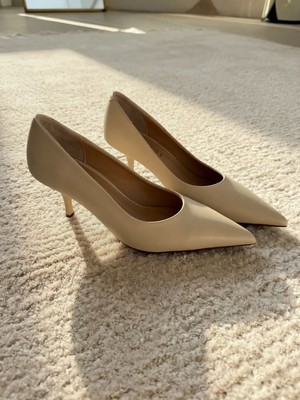 Nope21 Newyork Bej Hakiki Deri Stiletto