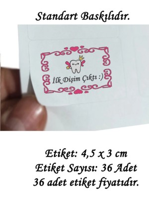 Tasarı Mağazası 36 Adet 4,5x3 cm Pembe Diş Buğdayı Partisi Baskılı Mat Etiket - Standart Baskılı-8