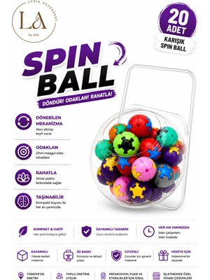 Spin Ball 20 Adet Karışık Renk Fidget Stres Topu Seti – Dönebilen Masaüstü Odaklanma ve Rahatlama Oyuncağı