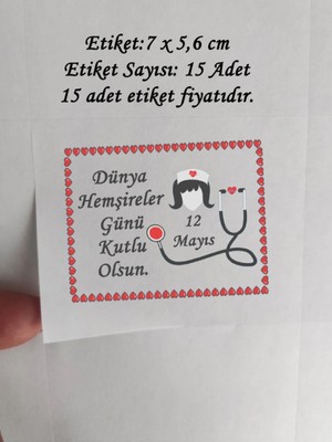 Tasarı Mağazası 15 Adet 7x5 cm 12 Mayıs Hemşireler Günü Kutlu Olsun Baskılı Yapışkanlı Mat Etiket-Standart Baskılı-1
