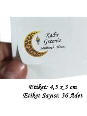 Tasarı Mağazası 36 Adet 4,5x3 cm Hilal Kadir Geceniz Mübarek Olsun Baskılı Mat Etiket- Lokum Kutusu Etiketi-5