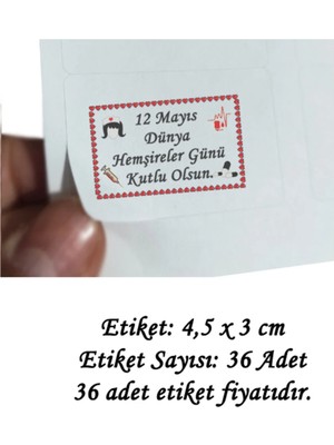 Tasarı Mağazası 36 Adet 4,5x3 cm Kalp Çerçeveli 12 Mayıs Hemşireler Günü Kutlu Olsun Baskılı Mat Etiket-Standart Baskılı-3