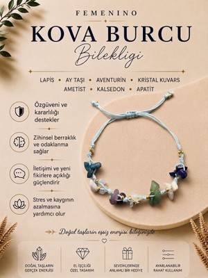 Femenino Kova Burcu Doğal Taş Makrome Bileklik