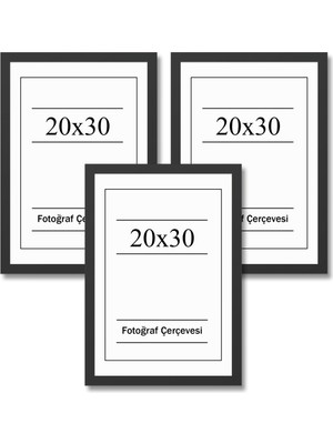 Empressco Resim Çerçevesi Siyah 20X30 Diploma Belge Sertifika 3’lü Düz Model Fotoğraf Resim Çerçeve Seti
