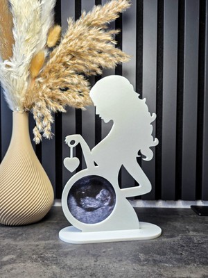 Empressco Hamile Anne Ultrason Fotoğraf Çerçevesi – Pla 3D Baskı – Yenidoğan Hatırası 12 cm