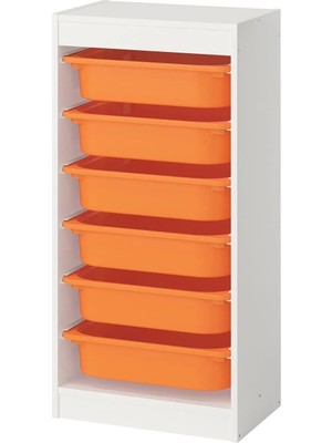 IKEA Trofast Saklama Ünitesi, Beyaz-Açık Turuncu