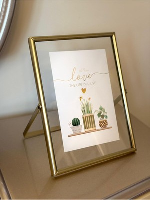 Empressco Gold Metal Çerçeve Ayaklı Çift Camlı Fotoğraf Çerçevesi Masa Duvar Fotoğraf Çerçevesi 15,1 x 20,1 cm
