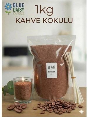Empressco 1 kg Kahverengi Kahve Kokulu Inci Tozu Mum ( 25 Adet 20 cm Fitil ile ) Toz Mum , Kum Mum