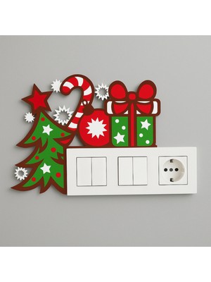 Decorius Yılbaşı Temalı Kapı Süsü - Yılbaşı Kapı Köşe Süsü | Çam Ağacı, Hediye Kutusu ve Şeker Bastonlu Dekoratif Kapı Üstü Süsü | Yeni Yıl, Noel, Ev, Ofis ve Çocuk Odası Için Şık Dekorasyon Aksesuarı