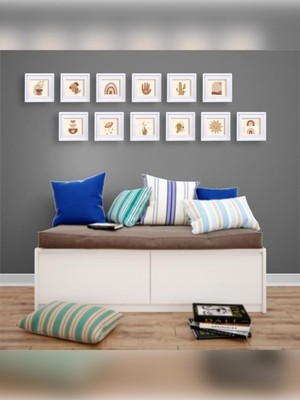 Empressco Yapışkanlı Sök-Tak Paspartulu 14X14CM Beyaz Pola Kare Fotoğraf Çerçevesi - 6'lı Paketpaket Pvc Li