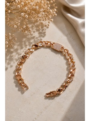 Solène Romano Altın Kaplama Rose Gold Zirkon Taşlı Taşlı Bileklik